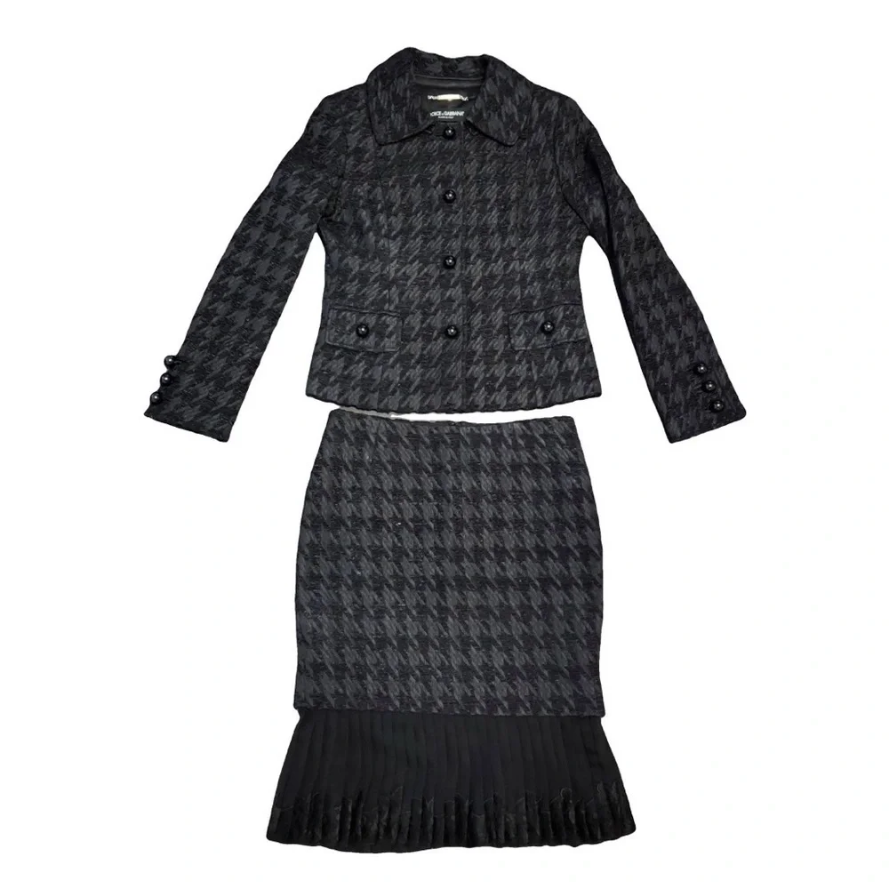 DOLCE & GABBANA Black Suit Blazer Skirt Suit Set VINTAGE - Picture 1 of 13